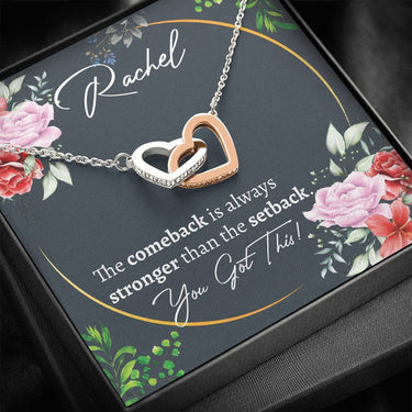 Personalized Sobriety Interlocking Hearts Necklace - Love You This Much